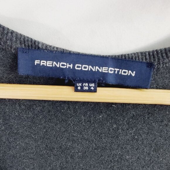 French Connection Women's Gray Sweater Dress Knit Scoop Neck 3/4 Sleeve Size 4 - Picture 6 of 6